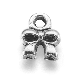 Mini Dije Lazo Encintado Estilo Tibetano Tono Plata Envejecida 8x8x2mm | 22 uds
