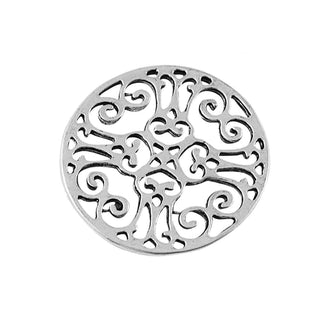 Dije Mandala Circular Calado Estilo Tibetano Tono Plata Envejecida 28mm | 3 uds