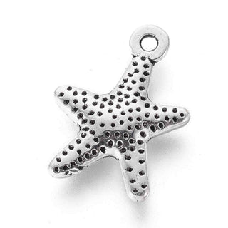 Dije Estrella de Mar Tridimensional Estilo Tibetano Tono Plata Envejecida 16x12x2mm | 10 uds