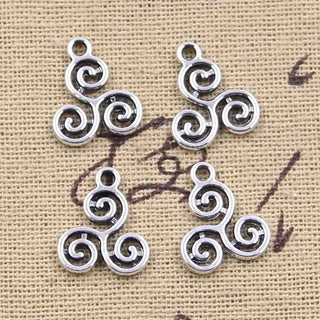 Dije de Símbolo Celta Trisquel en Relieve Místico Estilo Sagrado en Tono Plata Envejecida para Bisutería Esotérica y Amuletos de Protección, 16x13 mm - 7 uds