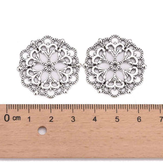 Dije Mandala Circular Calado Estilo Filigrana Tono Plata Envejecida 29x1mm | 2 uds