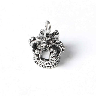 Dije Corona Tridimensional Estilo Tibetano Tono Plata Envejecida 15.5x11mm | 4 uds