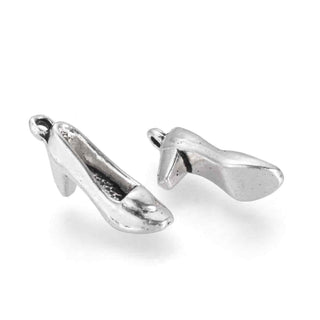 Dije Zapato de Tacón Alto Tridimensional Estilo Tibetano Tono Plata Envejecida 21x10x7mm | 8 uds