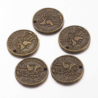 Dije Moneda Estilo Tibetano Tono Bronce Envejecido 15.5mm | 9 uds
