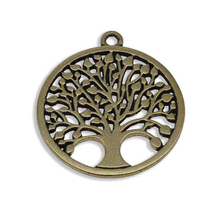 Dije Medalla Redonda Plana con Árbol de la Vida Calado Estilo Tibetano dos tonos disponibles 38x34mm | 1 ud