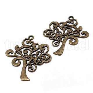 Colgante aleación estilo Tibetano. árbol de la vida, bronce envejecido, 42x37x2mm.