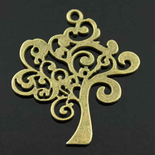 Maxi Dije Árbol de la Vida Estilo Tibetano Tono Bronce Envejecido 42x37x2mm | 1 ud