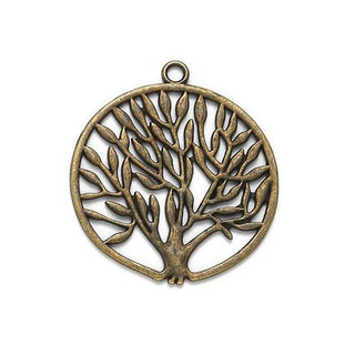Maxi Dije Árbol de la Vida Tono Bronce Envejecido 47mm | 2 uds