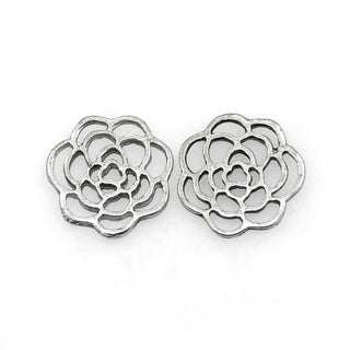 Conector Flor Silvestre Calada Estilo Tibetano Tono Plata Envejecida 16x16x2mm | 4 uds