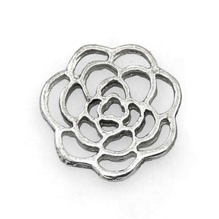 Conector Flor Silvestre Calada Estilo Tibetano Tono Plata Envejecida 16x16x2mm | 4 uds