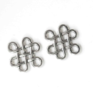 Dije Nudo Chino Calado Estilo Tibetano Tono Plata Envejecida 12.5x12.5mm | 8 uds