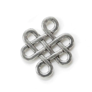 Dije Nudo Chino Calado Estilo Tibetano Tono Plata Envejecida 12.5x12.5mm | 8 uds