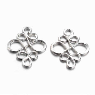 Dije Conector Entrelazado Arabesco Calado Estilo Tibetano Tono Plata Envejecida 22x18.5mm | 8 uds