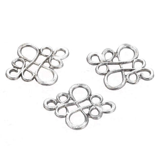 Dije Conector Entrelazado Arabesco Calado Estilo Tibetano Tono Plata Envejecida 22x18.5mm | 8 uds