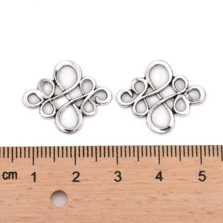 Dije Conector Entrelazado Arabesco Calado Estilo Tibetano Tono Plata Envejecida 22x18.5mm | 8 uds