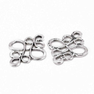 Dije Conector Entrelazado Arabesco Calado Estilo Tibetano Tono Plata Envejecida 22x18.5mm | 8 uds