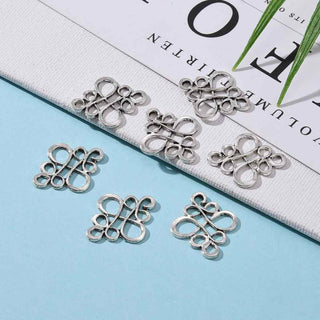 Dije Conector Entrelazado Arabesco Calado Estilo Tibetano Tono Plata Envejecida 22x18.5mm | 8 uds