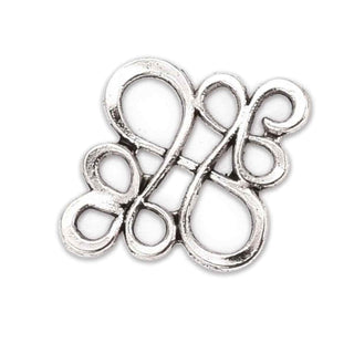 Dije Conector Entrelazado Arabesco Calado Estilo Tibetano Tono Plata Envejecida 22x18.5mm | 8 uds