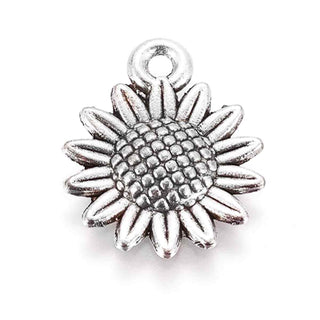 Dije Girasol con Relieve Estilo Tibetano en 3 Tonos Disponibles, 15x18.6mm | 6 uds