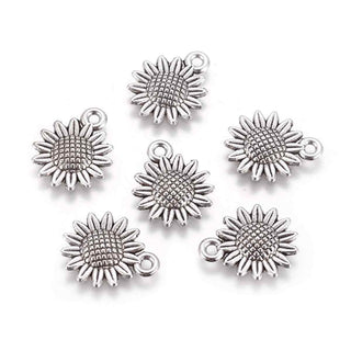 Dije Girasol con Relieve Estilo Tibetano en 3 Tonos Disponibles, 15x18.6mm | 6 uds