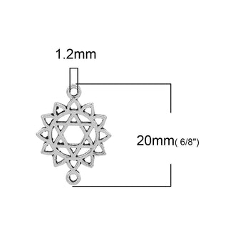 Conector enlace, selecciona entre los 7 chacras color plata envejecida,  20x14mm.