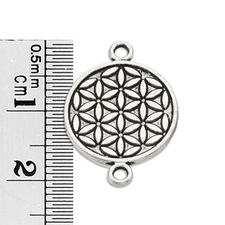 Enlaces o conectores de aleación, flor de la vida, 21x15x1 mm.