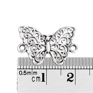 Enlaces de aleación, mariposa, 20x14x2 mm.