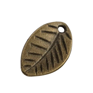Mini Dije Hoja Estilo Tibetano Tono Bronce Envejecido 11.5x7x1.5mm | 28 uds