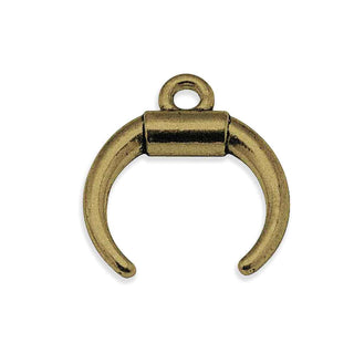 Dije Media Luna Doble Cuerno Estilo Tibetano Tono Bronce Envejecido 18x16x3.5mm | 8 uds