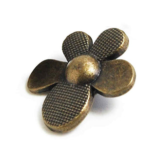 Dije Flor Tipo Botón Estilo Tibetano Tono Bronce Envejecido 22x18x8mm | 3 uds