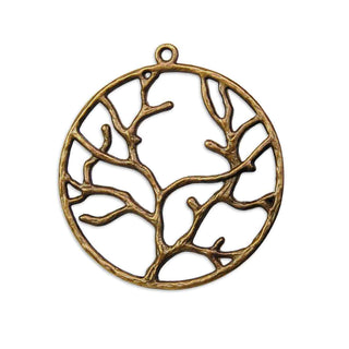Maxi Dije Redondo Árbol de la Vida Tono Bronce Envejecido 44x40x2mm | 3 uds