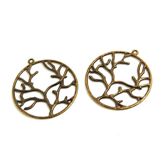 Maxi Dije Redondo Árbol de la Vida Tono Bronce Envejecido 44x40x2mm | 3 uds