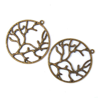 Maxi Dije Redondo Árbol de la Vida Tono Bronce Envejecido 44x40x2mm | 3 uds