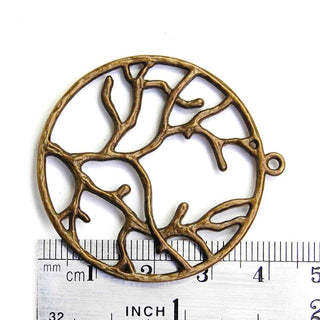Maxi Dije Redondo Árbol de la Vida Tono Bronce Envejecido 44x40x2mm | 3 uds