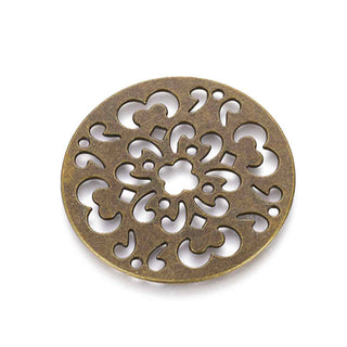Maxi Dije Conector Mandala Estilo Tibetano Tono Bronce Envejecido 48mm | 1 ud