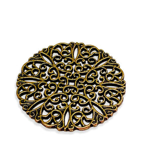 Maxi Dije Mandala Floral Estilo Filigrana Tono Bronce Envejecido 40mm | 1 ud