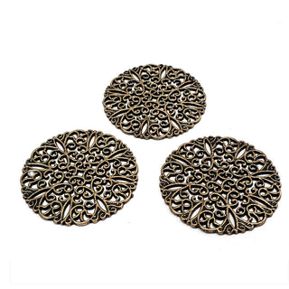 Maxi Dije Mandala Floral Estilo Filigrana Tono Bronce Envejecido 40mm | 1 ud