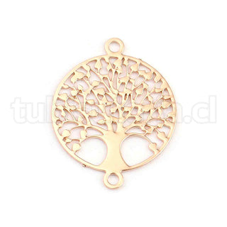 Filigrana de latón, enlaces con chapado de larga duración, árbol de la vida, 2 tonos para elegir, 15x12 mm.