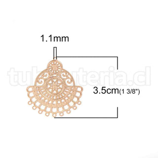 Enlace de latón con chapado de larga duración, 2 tonos para elegir, Filigrana, 35x32 mm.