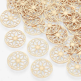 Enlaces de latón, chapado de larga duración, Semilla de la vida 13×0.3mm.