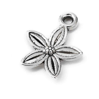 Dije Flor Silvestre en Sobre Relieve Estilo Tibetano Tono Plata Envejecida 13.5x10.5mm | 15 uds