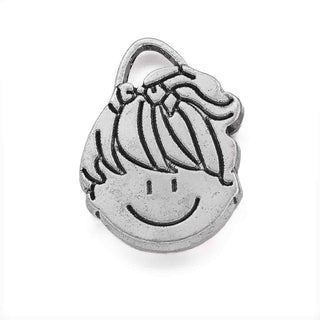 Dije Carita de Niña en Bajo Relieve Estilo Tibetano Tono Plata Envejecida 22x15mm | 4 uds