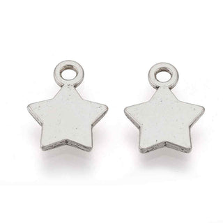 Dije Mini Estrella de 5 Puntas Lisa Estilo Tibetano Tono Plata Envejecida 12x9.5mm | 14 uds
