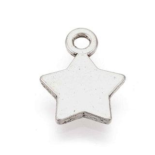 Dije Mini Estrella de 5 Puntas Lisa Estilo Tibetano Tono Plata Envejecida 12x9.5mm | 14 uds