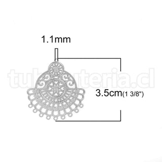 Enlace de latón con chapado de larga duración, 2 tonos para elegir, Filigrana, 35x32 mm.