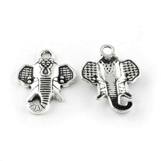 Dije de Elefante de la Fortuna en Relieve Detallado Estilo Étnico en Tono Plata Envejecida para Bisutería Mística y Amuletos de Buena Suerte Hechos a Mano, 22x16 mm - 8 uds