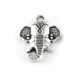 Dije Cabeza de Elefante con Grabados Ornamentales Estilo Tibetano Tono Plata Envejecida 22x16mm | 8 uds