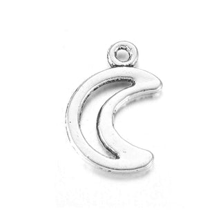 Dije Luna Creciente Hueca Lisa Estilo Tibetano Tono Plata Envejecida 17x11mm | 10 uds