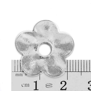 Anillas de enlace o colgantes estilo tibetano, flor, 35x35x2 mm.