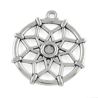 Dije Atrapasuenos Calado con Bandeja para Cabujon de 4mm Estilo Tibetano Tono Plata Envejecida 31.3x28mm | 6 uds